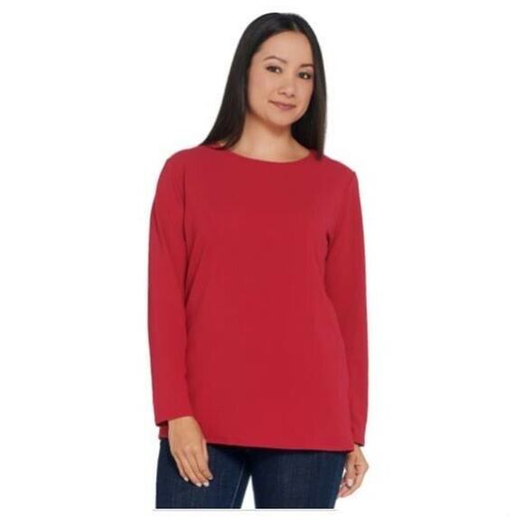 BROOKE SHIELDS NEW $57 Timeless Long Sleeve Knit Top Pomegranate 2X - Picture 1 of 4
